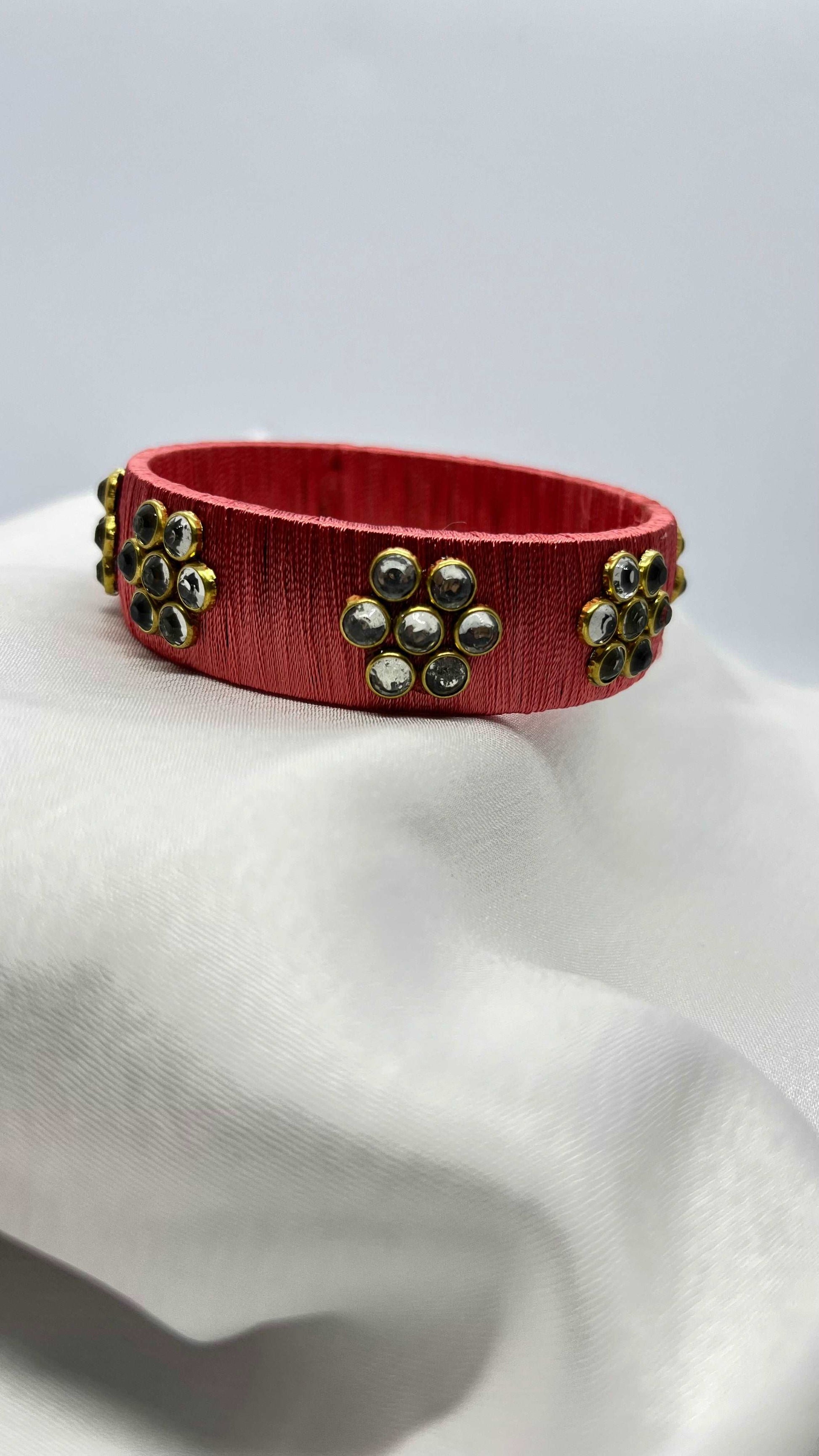 Pink and white Kada Bangle-1 cut Single Kada Bangle-MATSYA BOUTIQUE-2.4-MATSYA BOUTIQUE