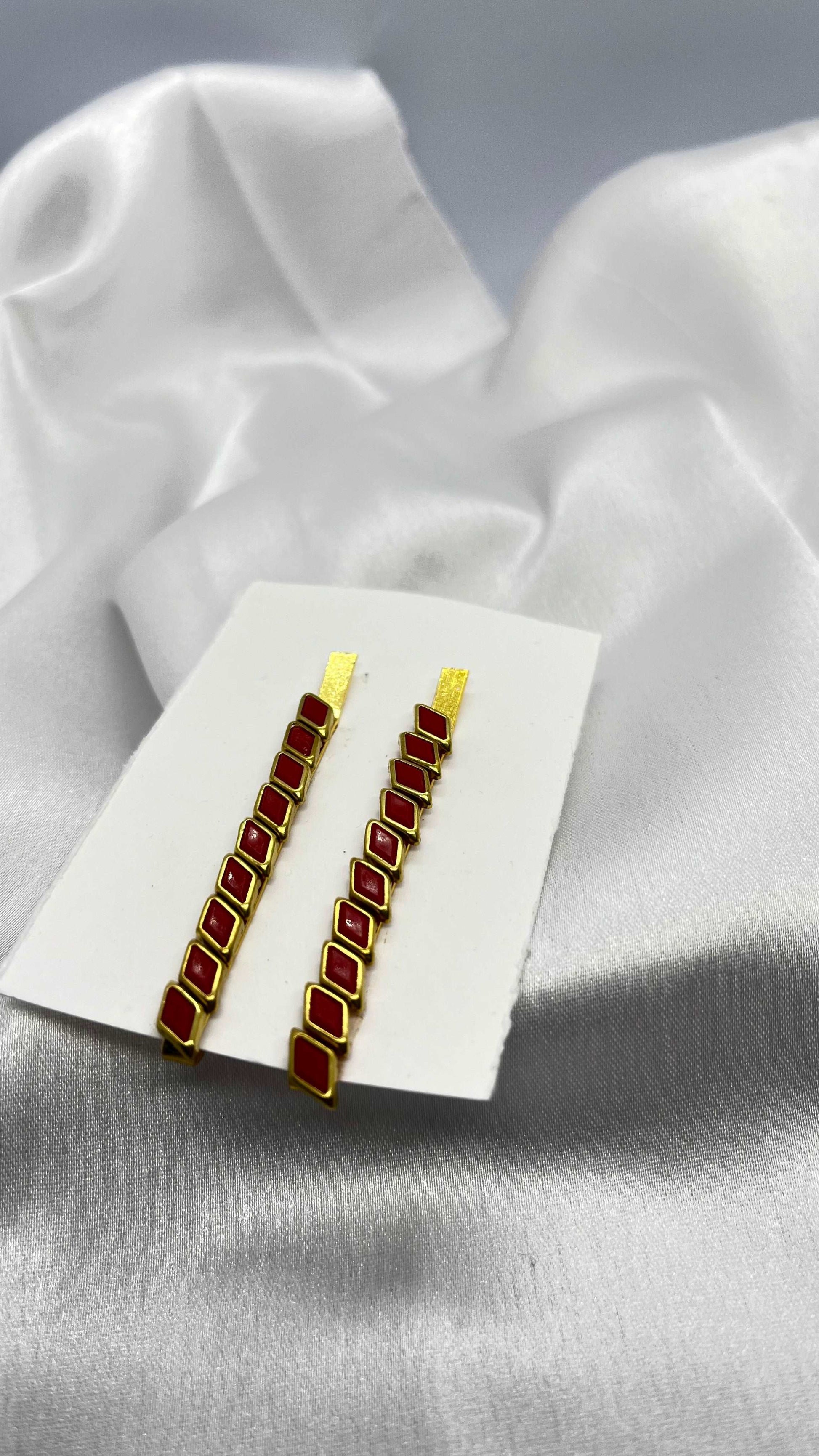 Red diamond hair pin-Hair pins-MATSYA BOUTIQUE-MATSYA BOUTIQUE