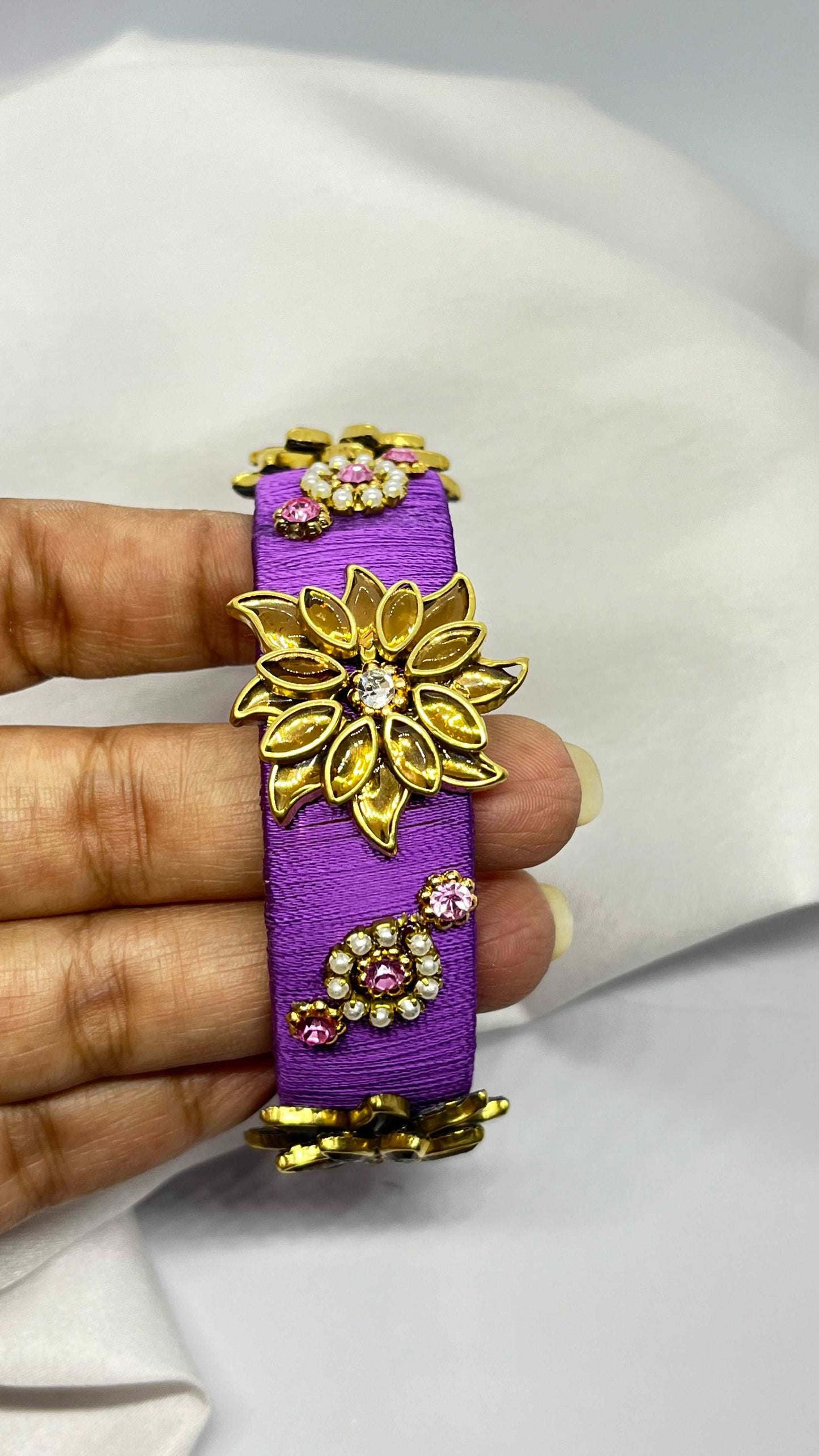 Purple gold kada bangle