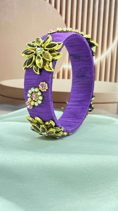 Purple gold kada bangle