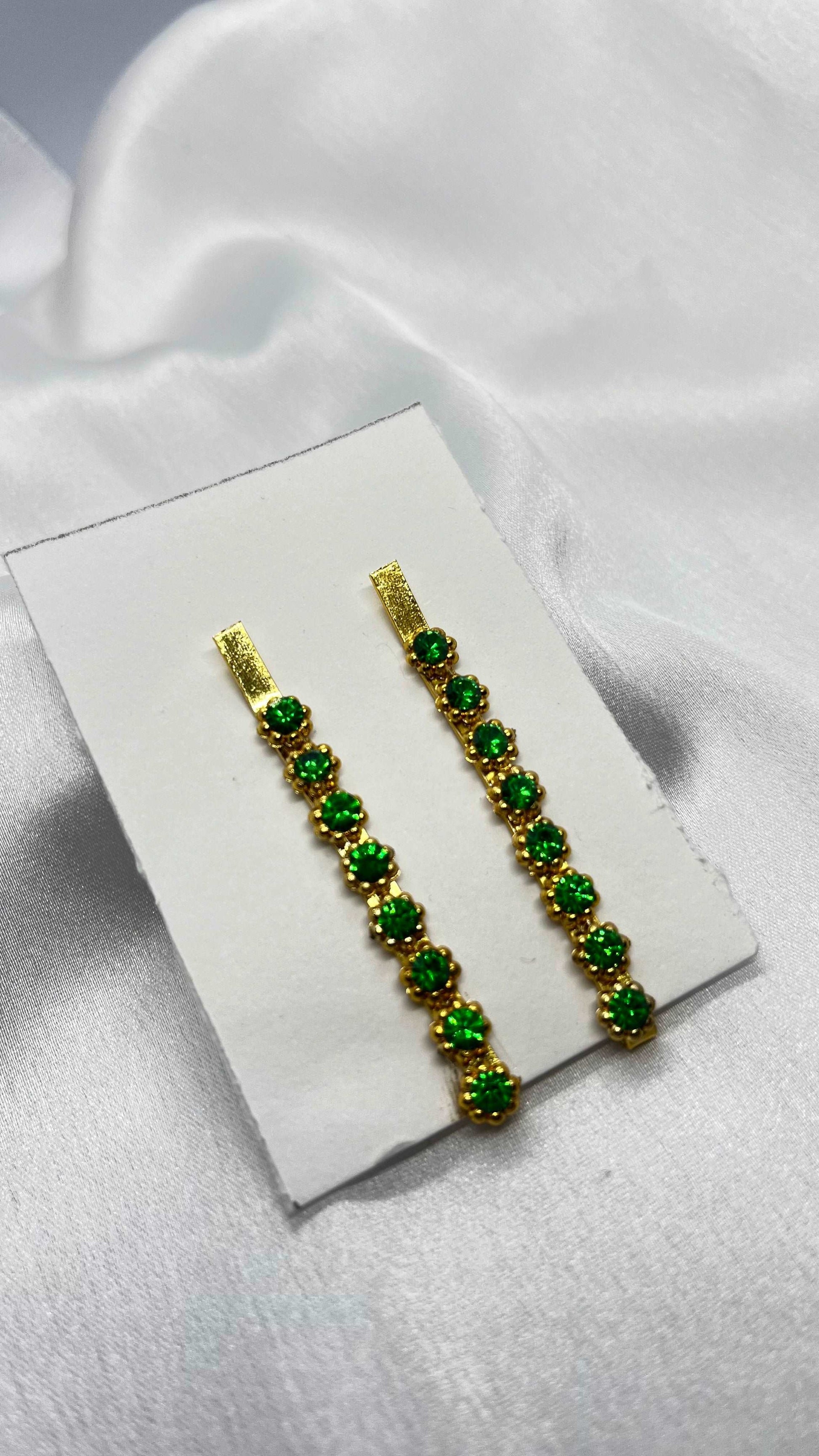 Green stone hair pin-Hair pins-MATSYA BOUTIQUE-MATSYA BOUTIQUE