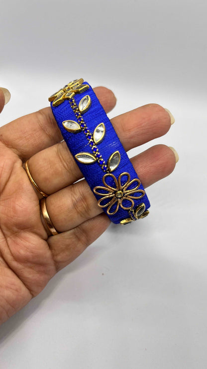 Blue Gold Kada Bangle