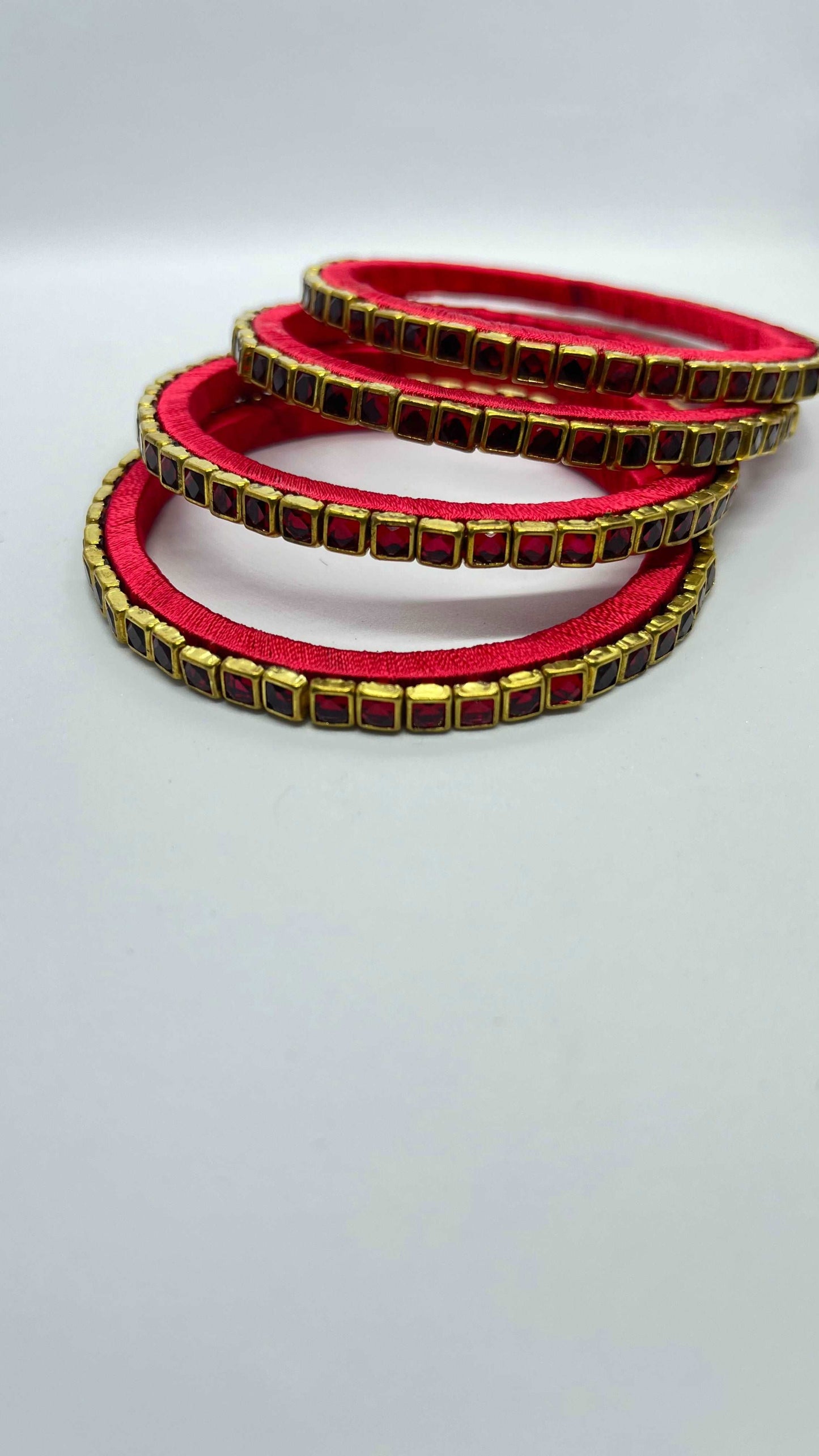 Red Single line Kundan bangles-Set Bangles-MATSYA BOUTIQUE-2.4-MATSYA BOUTIQUE