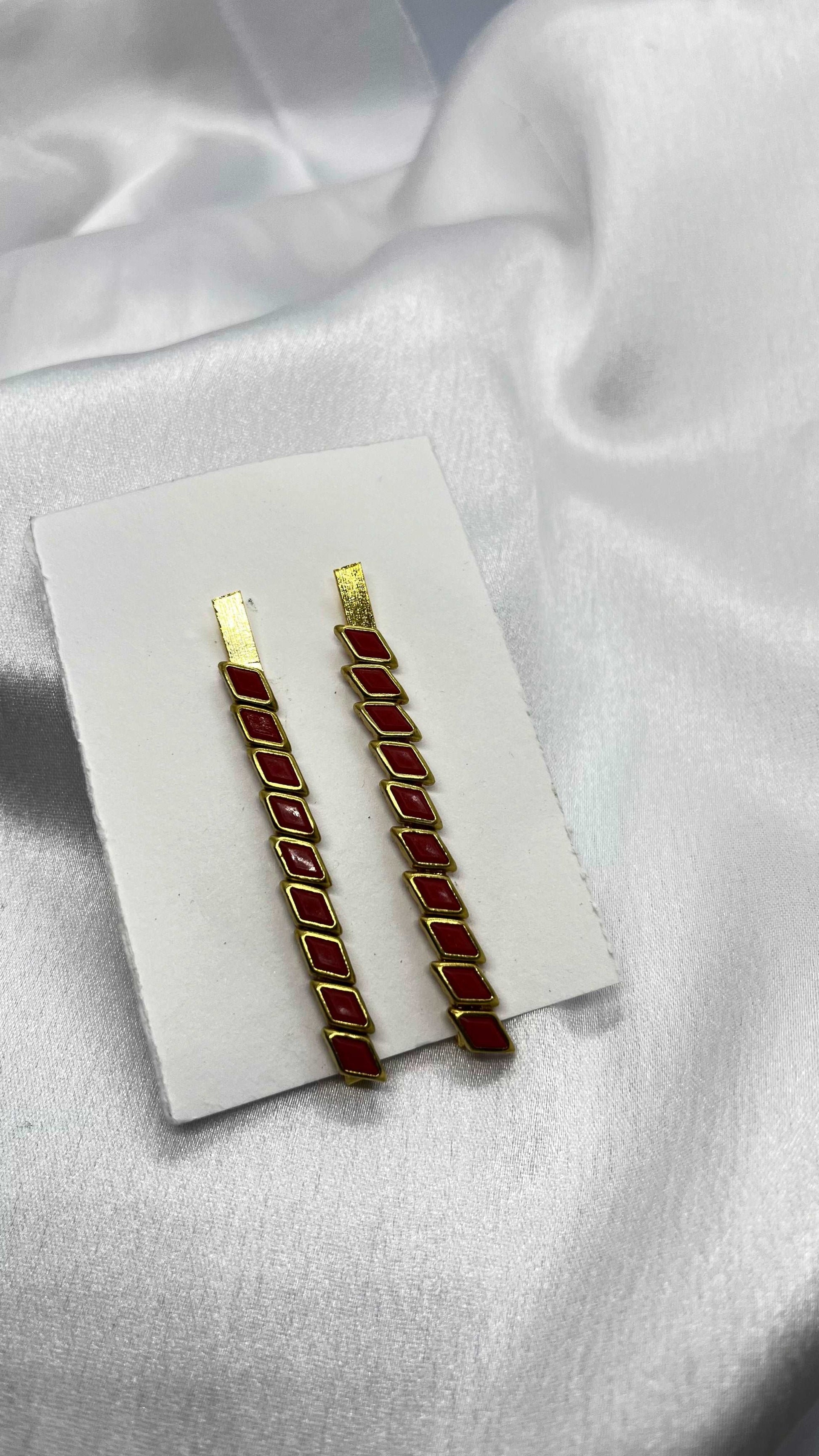 Red diamond hair pin-Hair pins-MATSYA BOUTIQUE-MATSYA BOUTIQUE