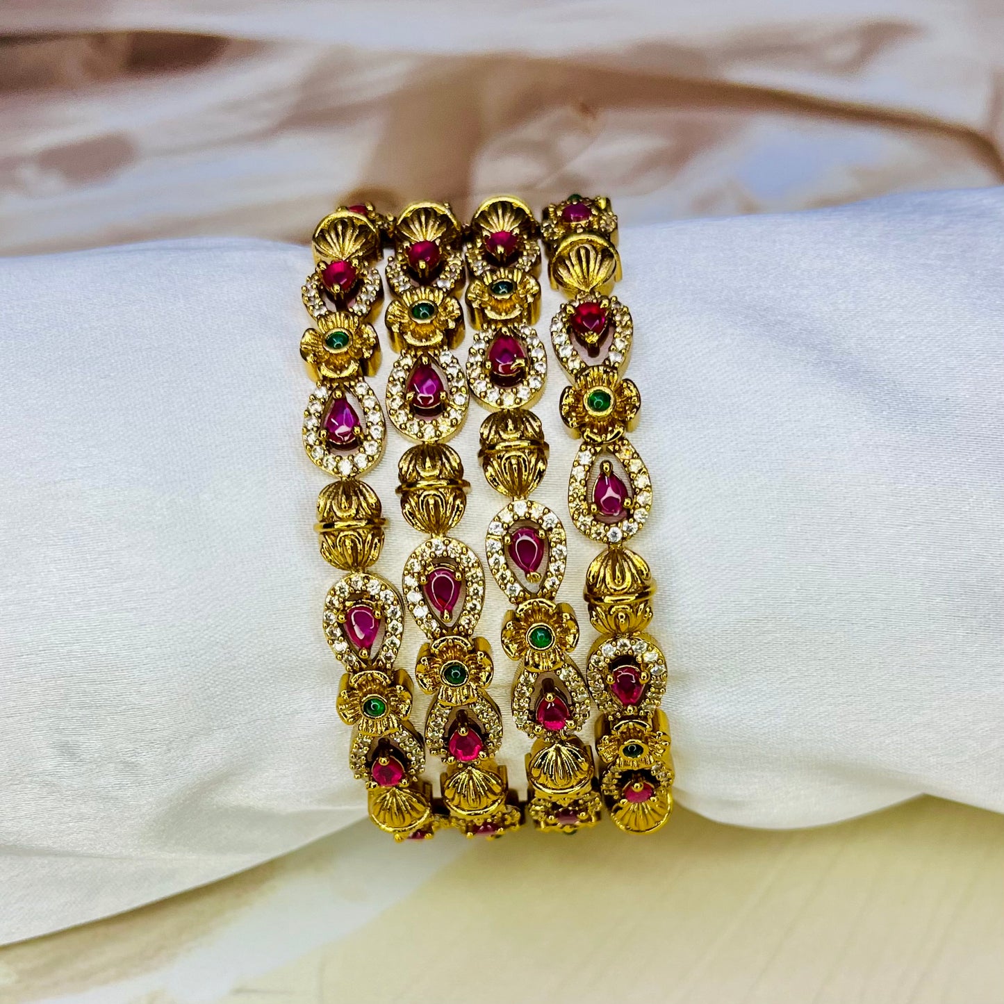 Ruby Golden Bangles-Designer Bangles-MATSYA BOUTIQUE -2.4-MATSYA BOUTIQUE