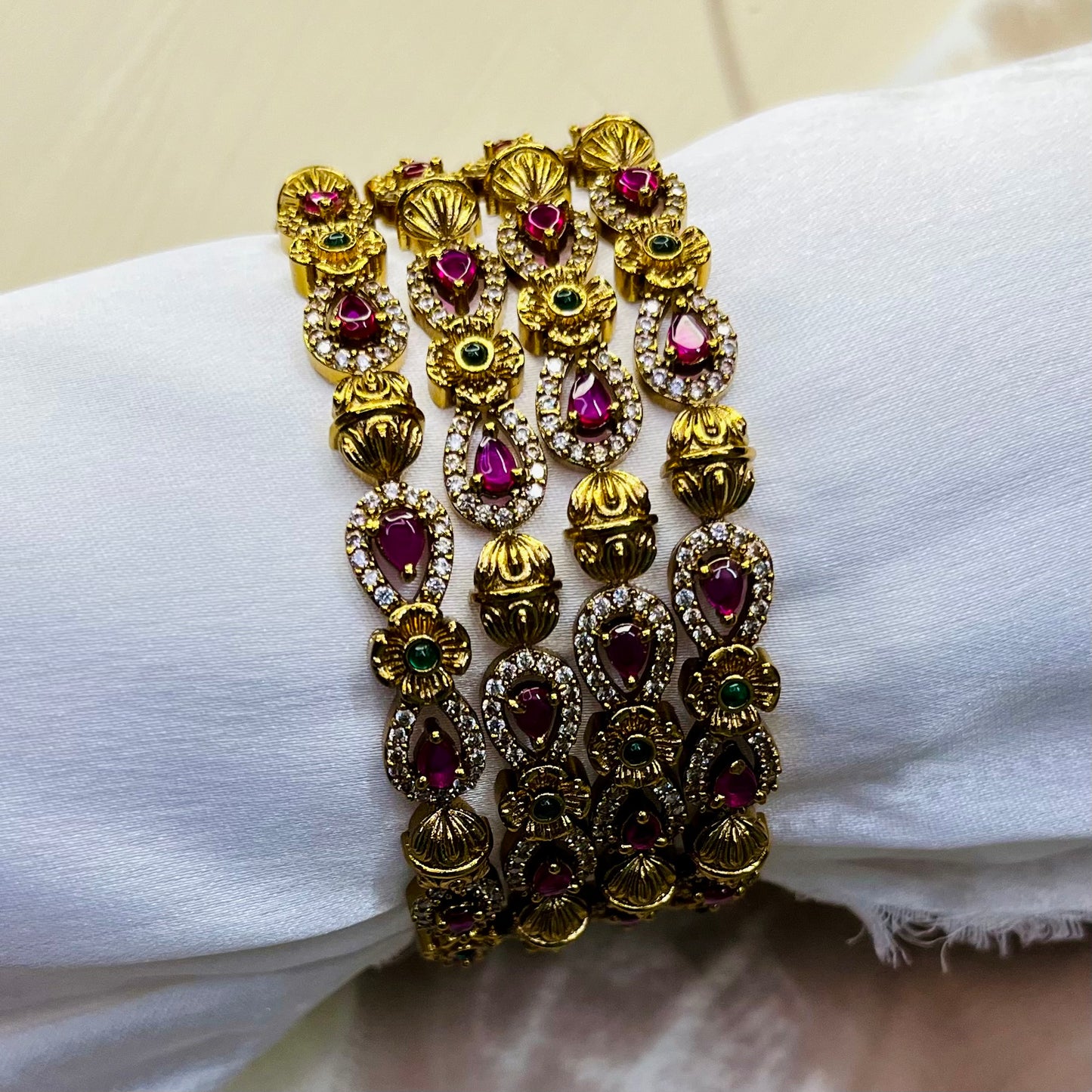 Ruby Golden Bangles-Designer Bangles-MATSYA BOUTIQUE -2.4-MATSYA BOUTIQUE