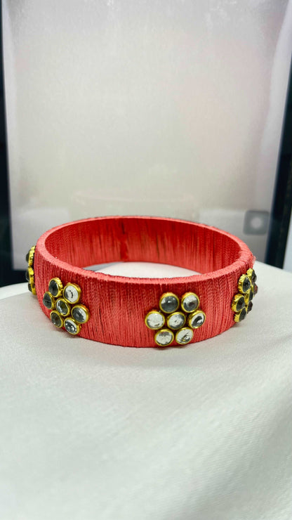 Pink and white Kada Bangle