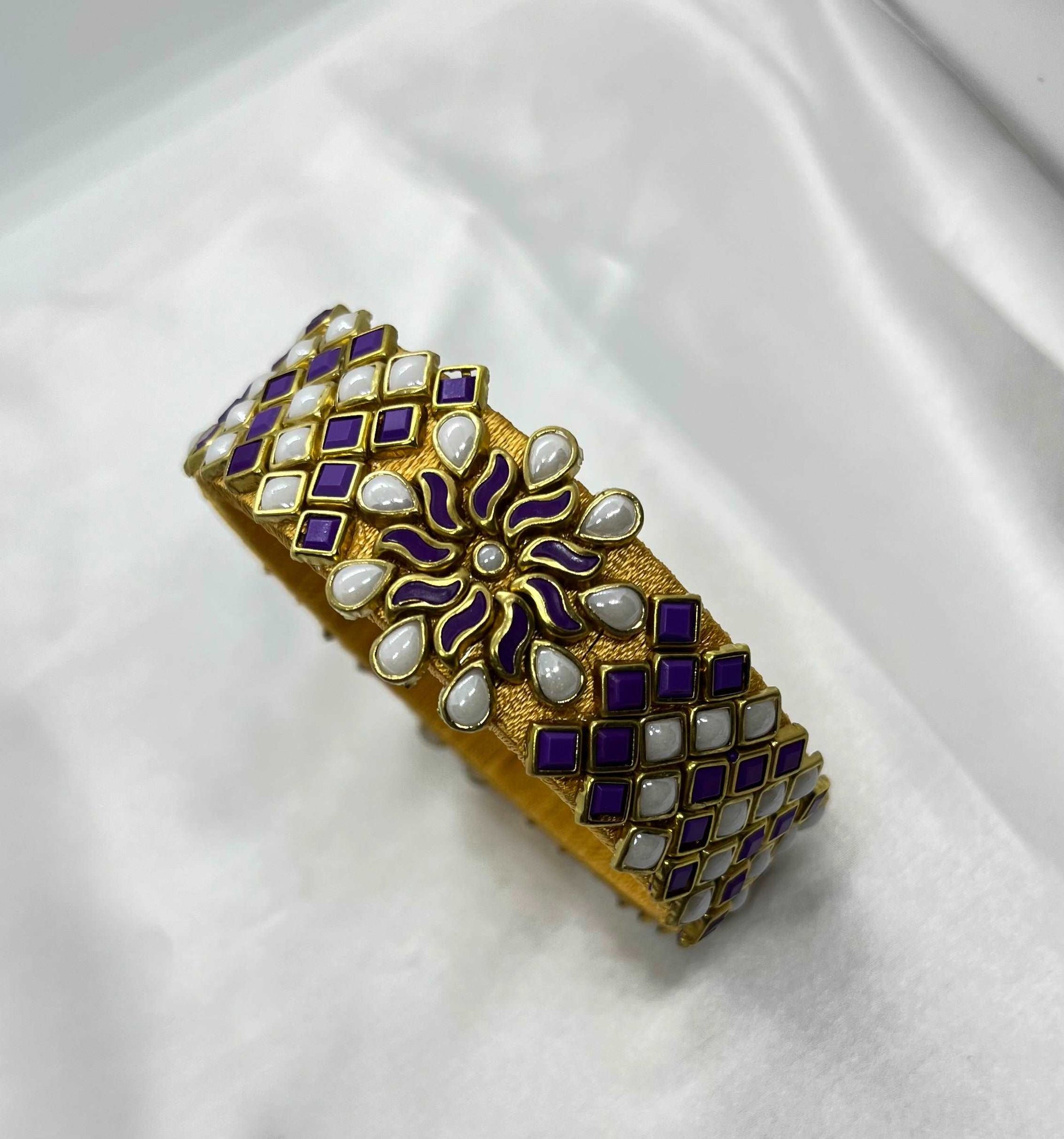 Purple Pearl-1 cut Single Kada Bangle-MATSYA BOUTIQUE-2.4-MATSYA BOUTIQUE