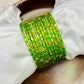 Light Green Golden Dew Drops(dozen)-Glass bangles-MATSYA BOUTIQUE -2.4-MATSYA BOUTIQUE