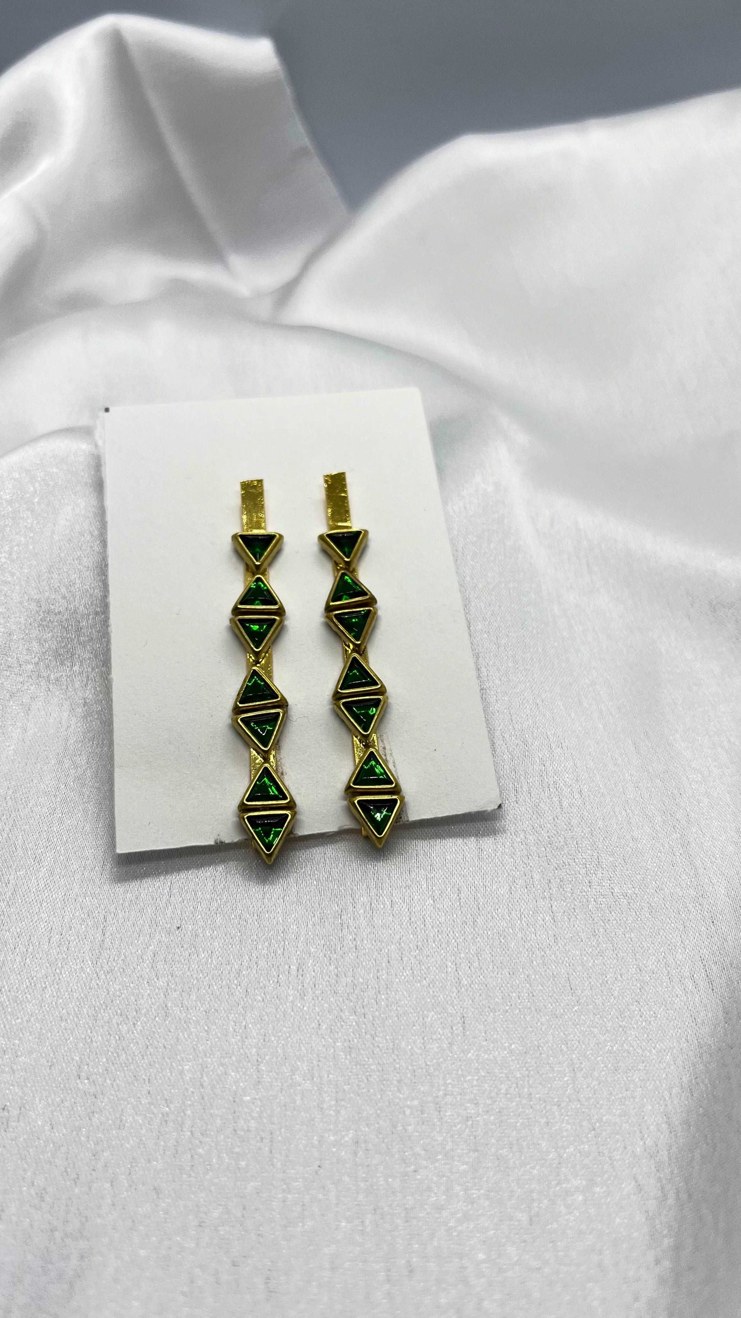 Green triangle hair pin - MATSYA BOUTIQUE 