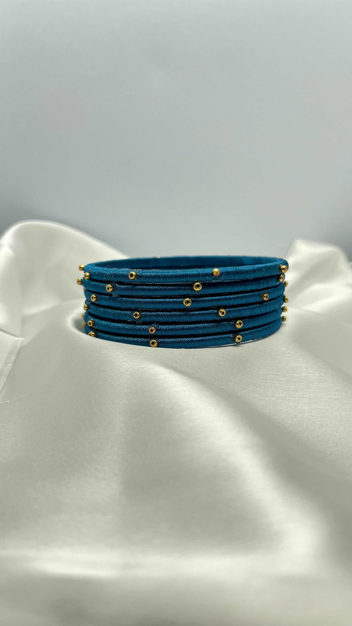 Peacock blue sugar bead bangles