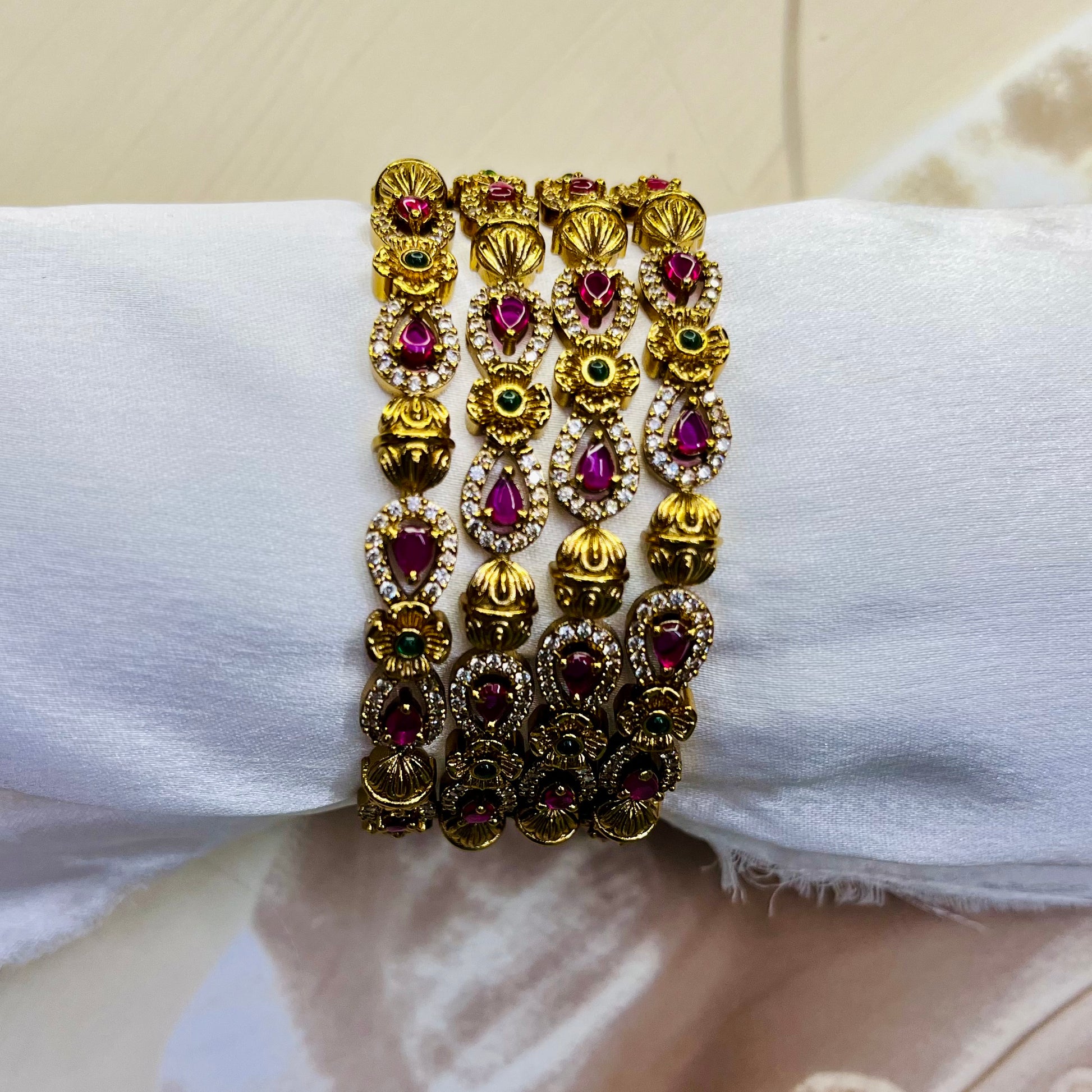 Ruby Golden Bangles-Designer Bangles-MATSYA BOUTIQUE -2.4-MATSYA BOUTIQUE