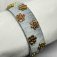 Grey thread red Kundan flowers