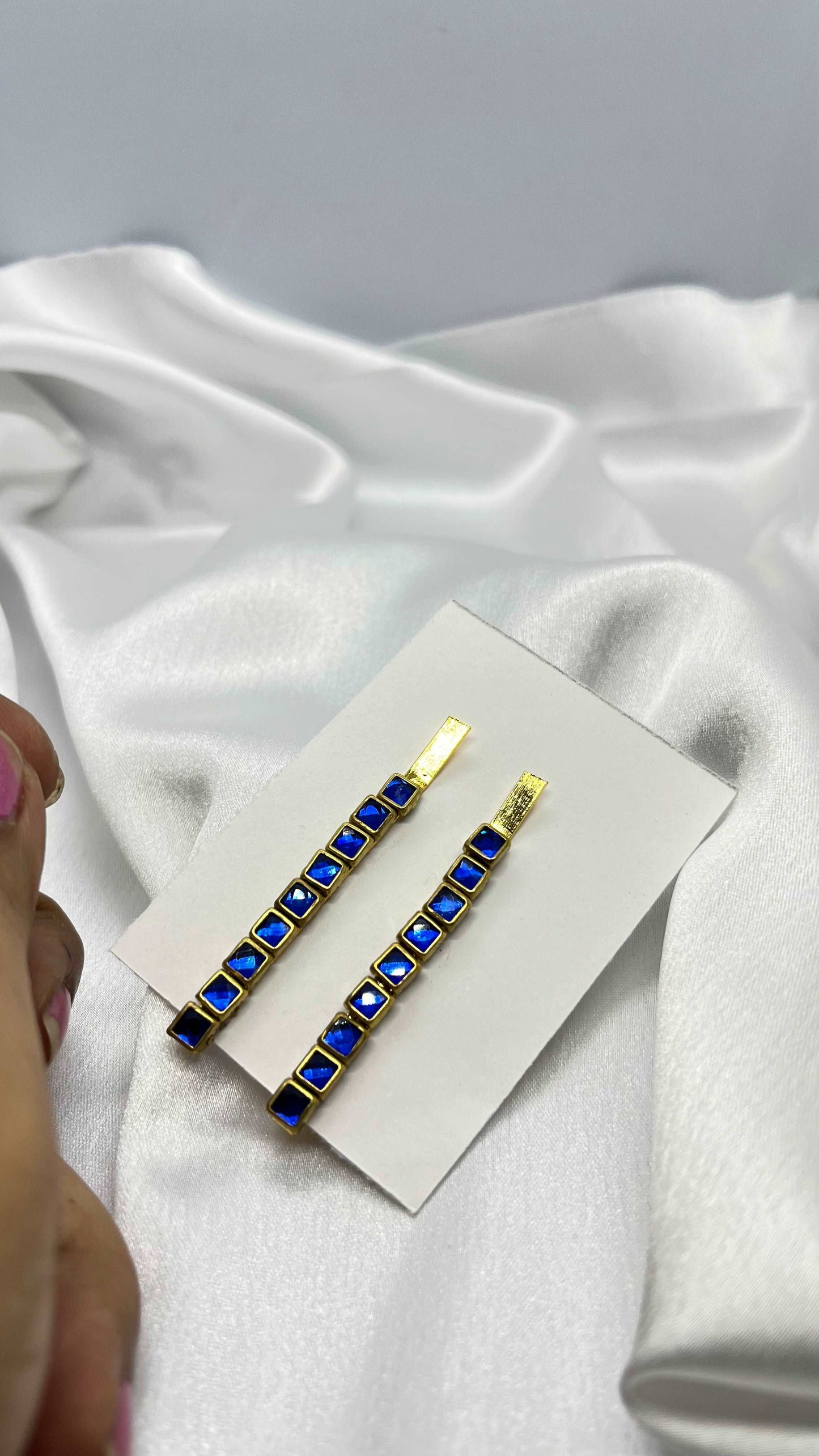 Dark blue square hair pin