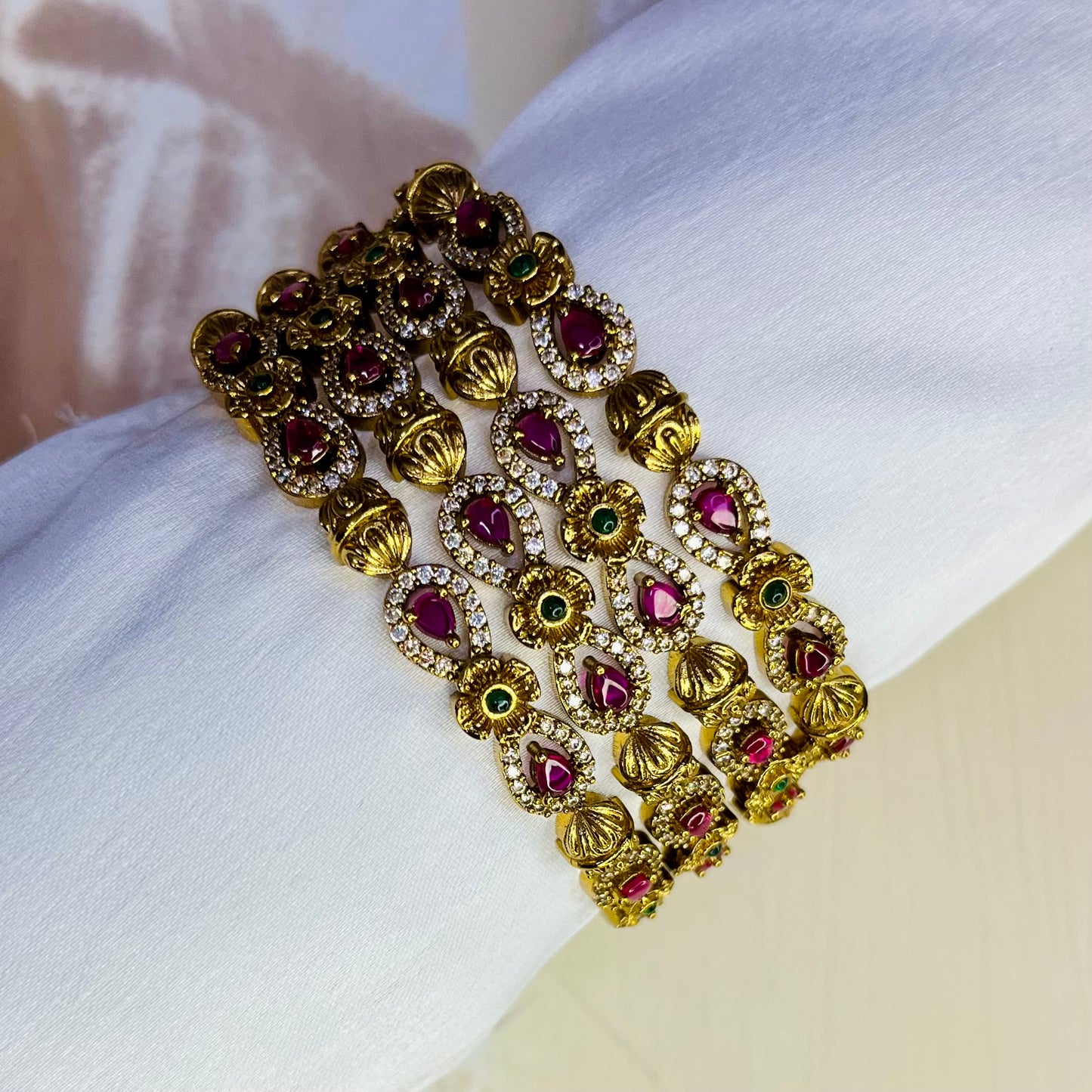 Ruby Golden Bangles-Designer Bangles-MATSYA BOUTIQUE -2.4-MATSYA BOUTIQUE