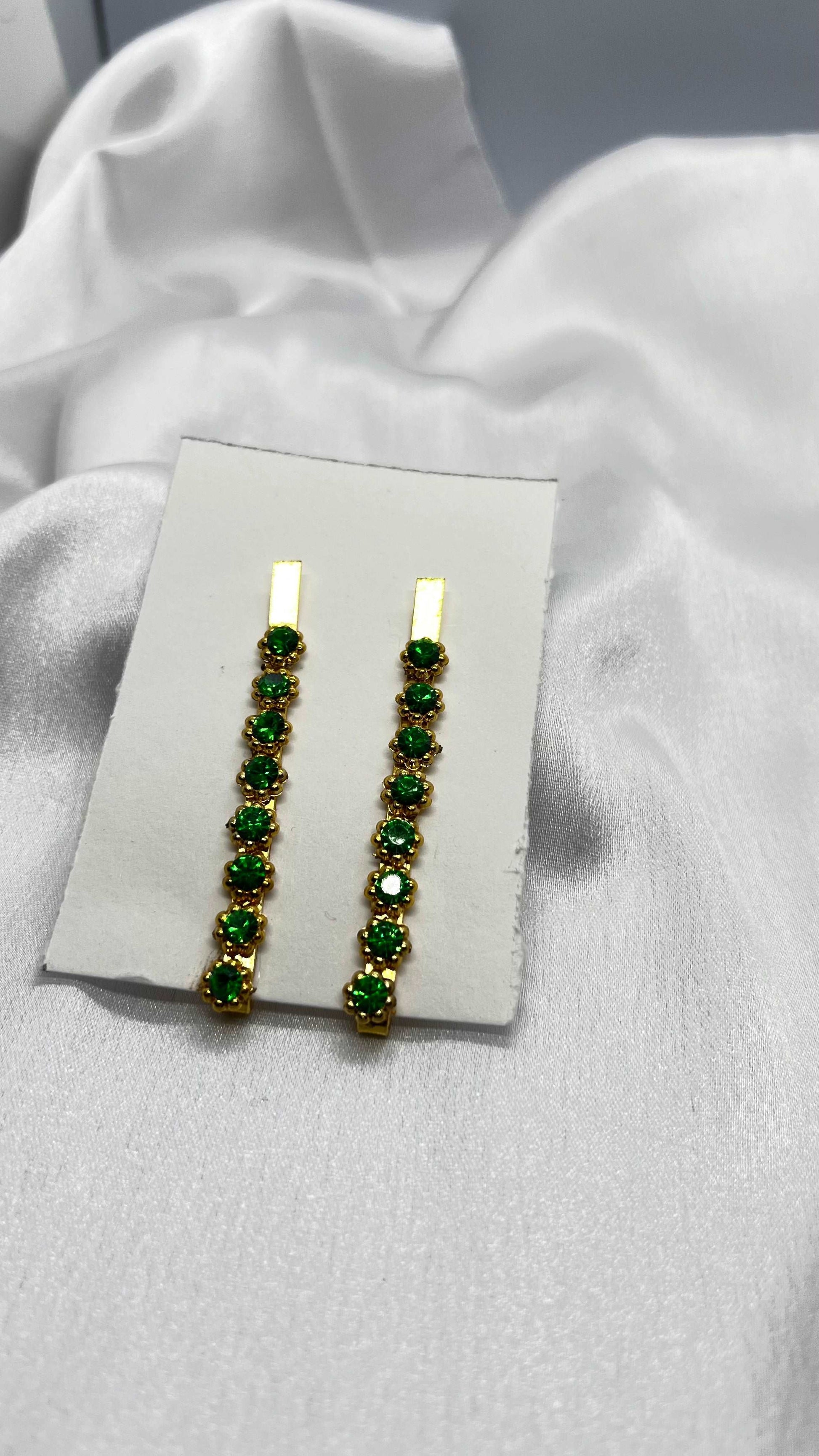 Green stone hair pin-Hair pins-MATSYA BOUTIQUE-MATSYA BOUTIQUE