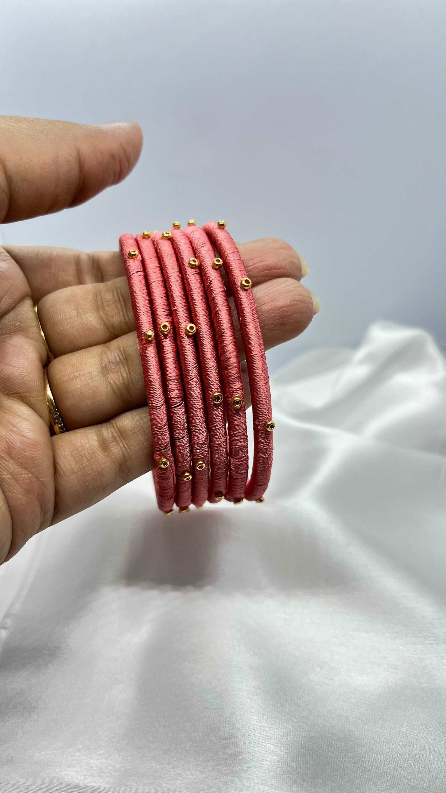 Pastel pink sugar bead bangles