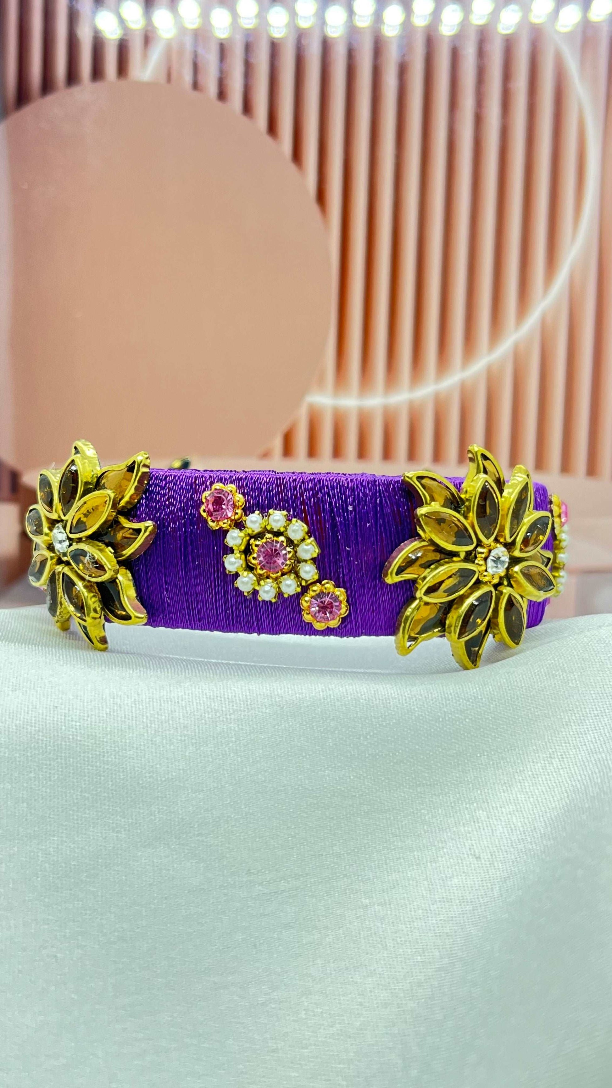 Purple gold kada bangle