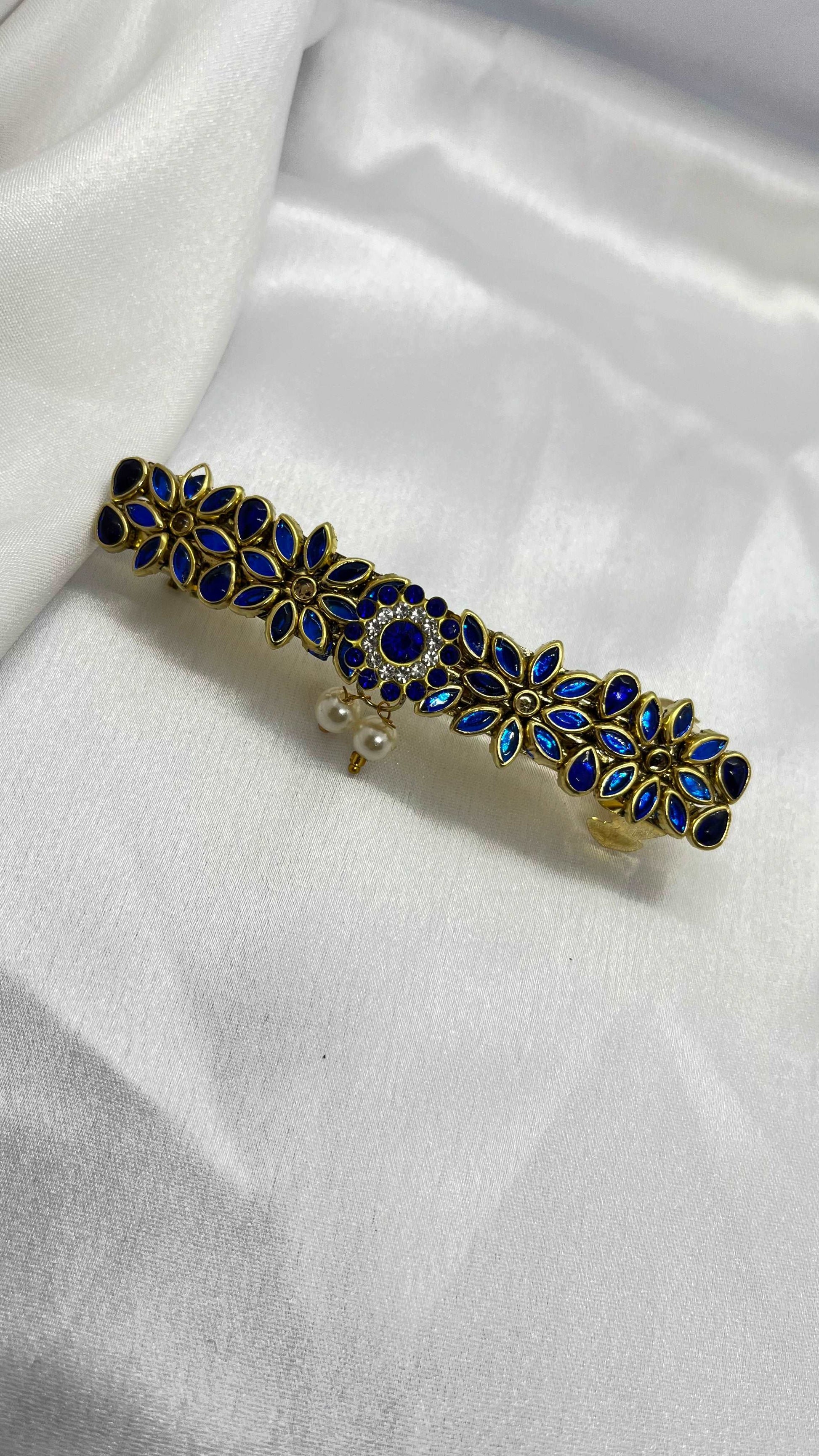 Dark Blue with Pearl Center Clip-Center Clips-MATSYA BOUTIQUE-MATSYA BOUTIQUE