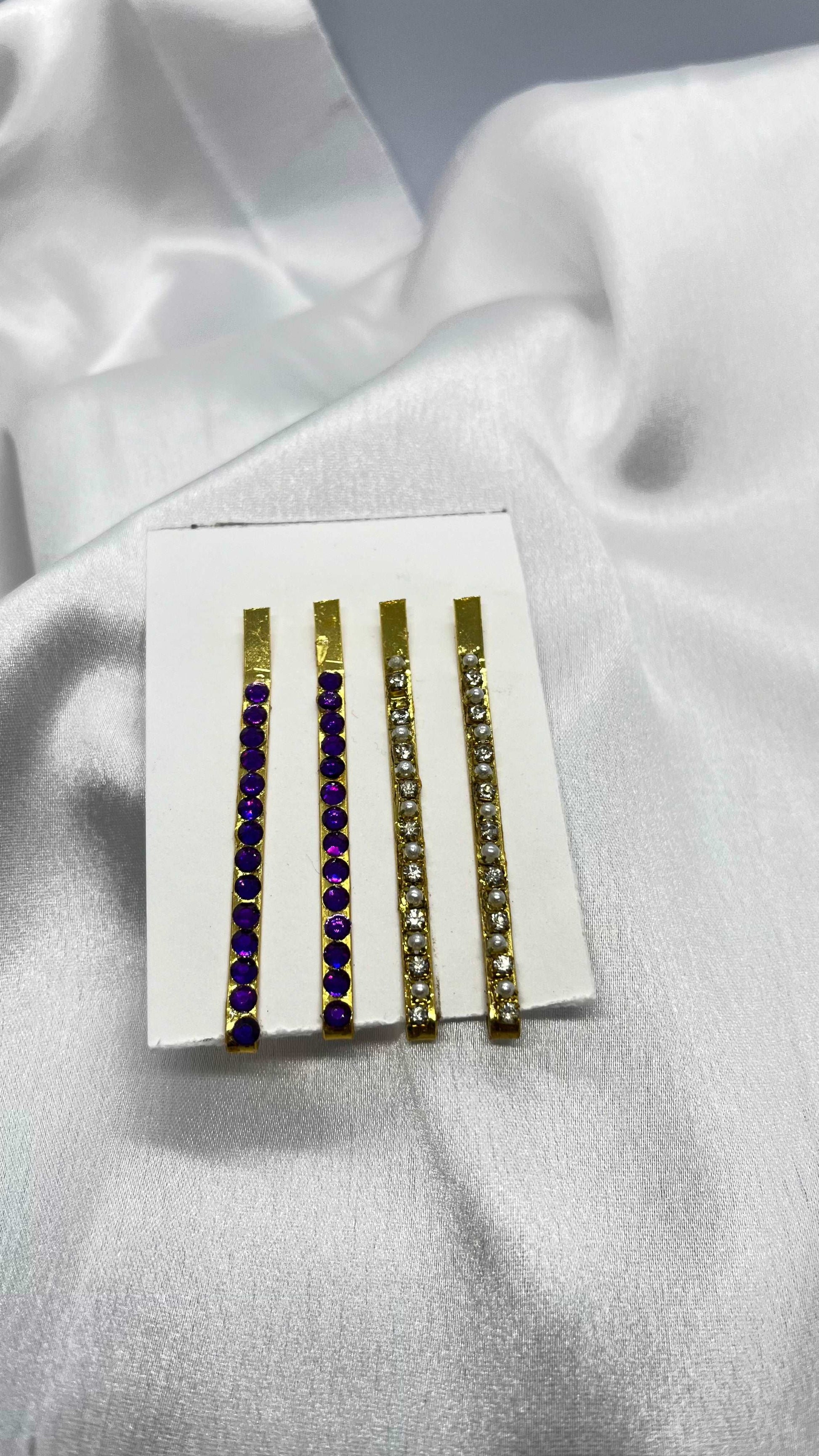 Purple and gold stone hai pin-Hair pins-MATSYA BOUTIQUE-MATSYA BOUTIQUE