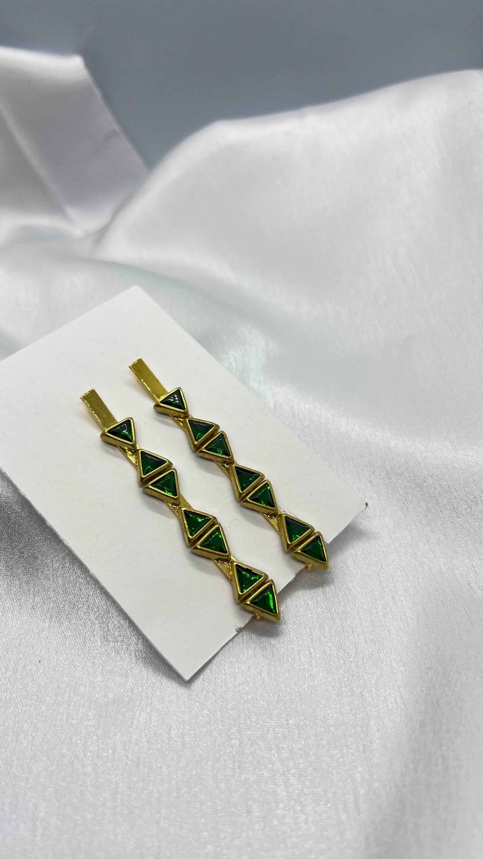 Green triangle hair pin-Hair pins-MATSYA BOUTIQUE-MATSYA BOUTIQUE