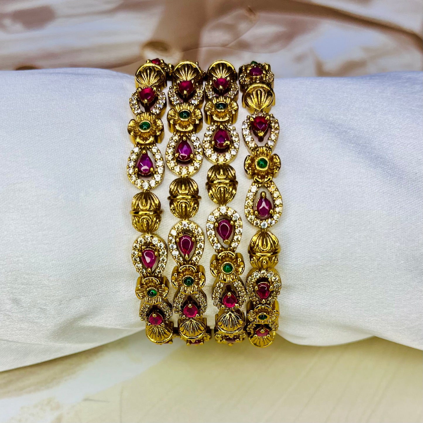 Ruby Golden Bangles-Designer Bangles-MATSYA BOUTIQUE -2.4-MATSYA BOUTIQUE