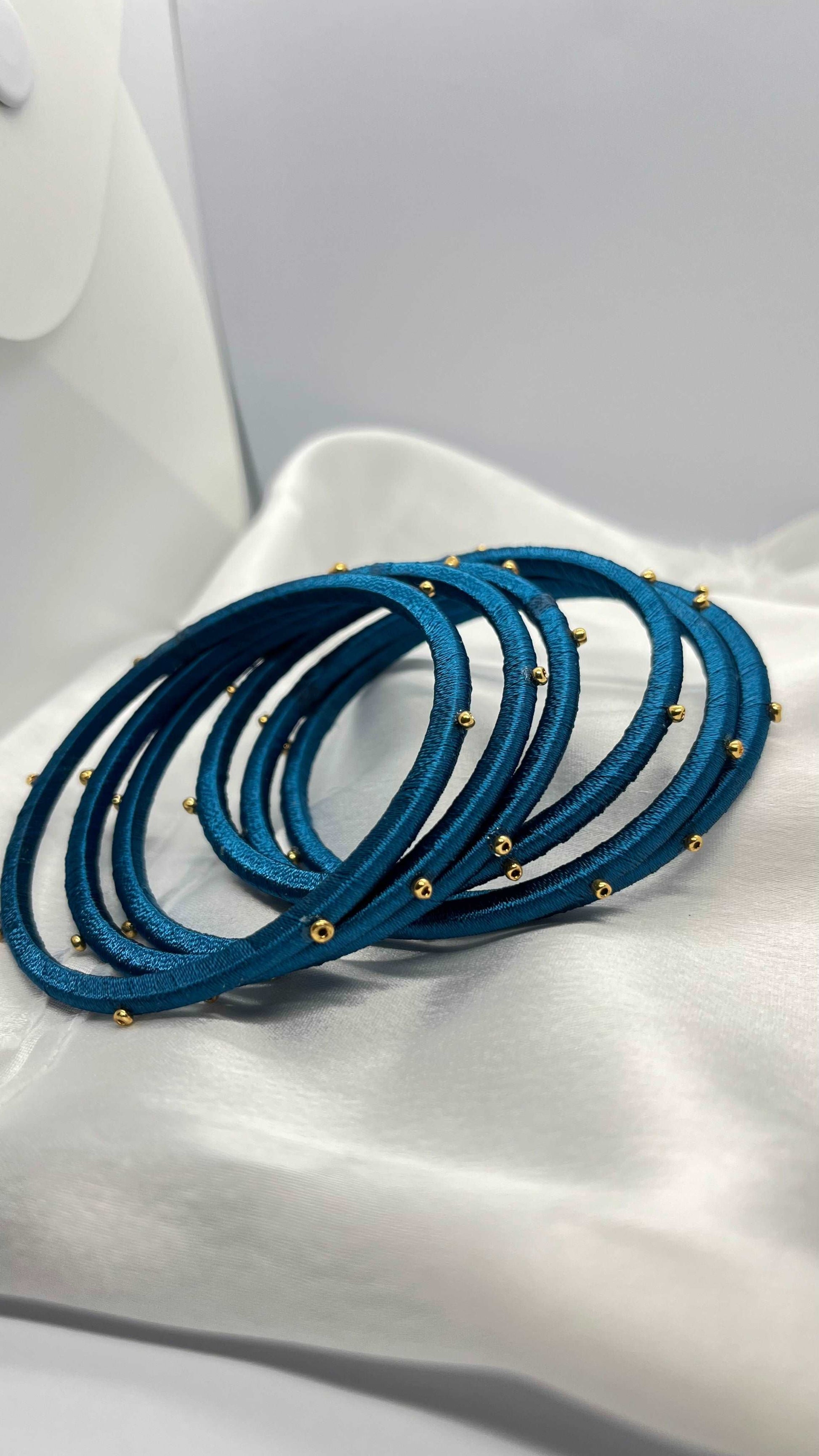 Peacock blue sugar bead bangles