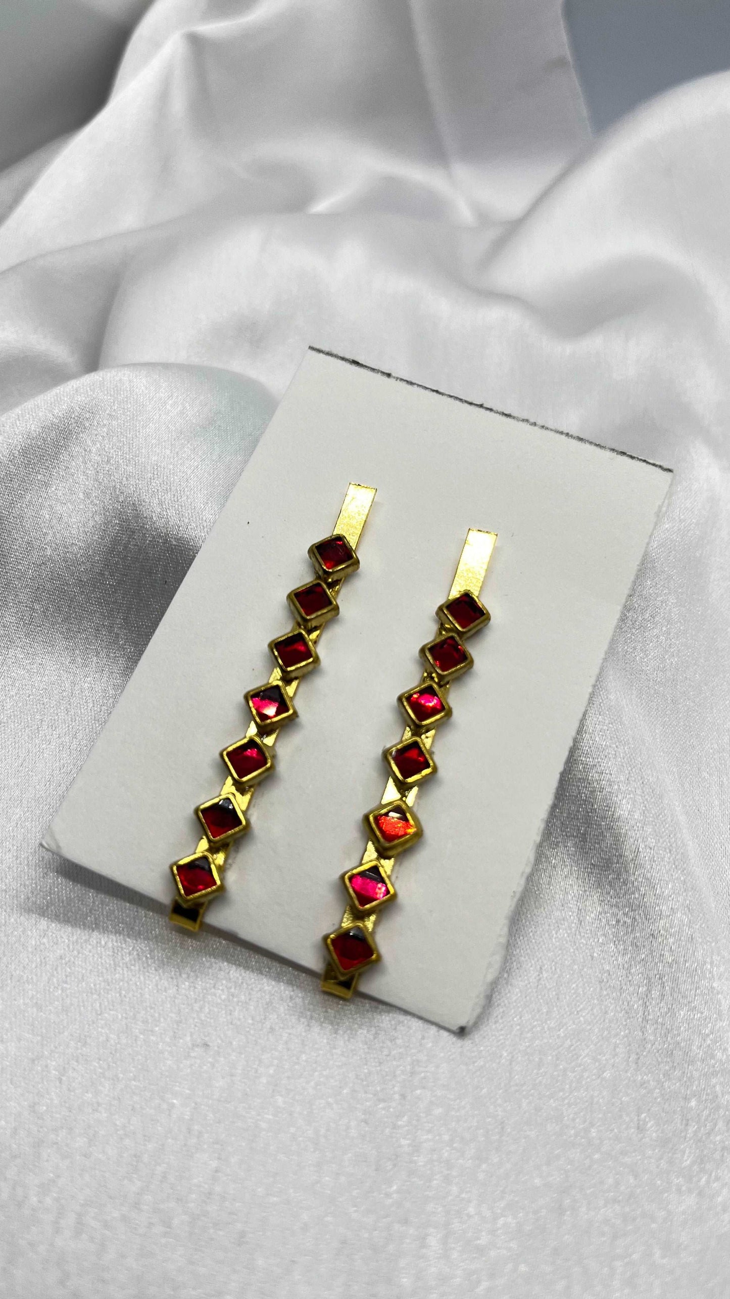 Red square hair pin-Hair pins-MATSYA BOUTIQUE-MATSYA BOUTIQUE