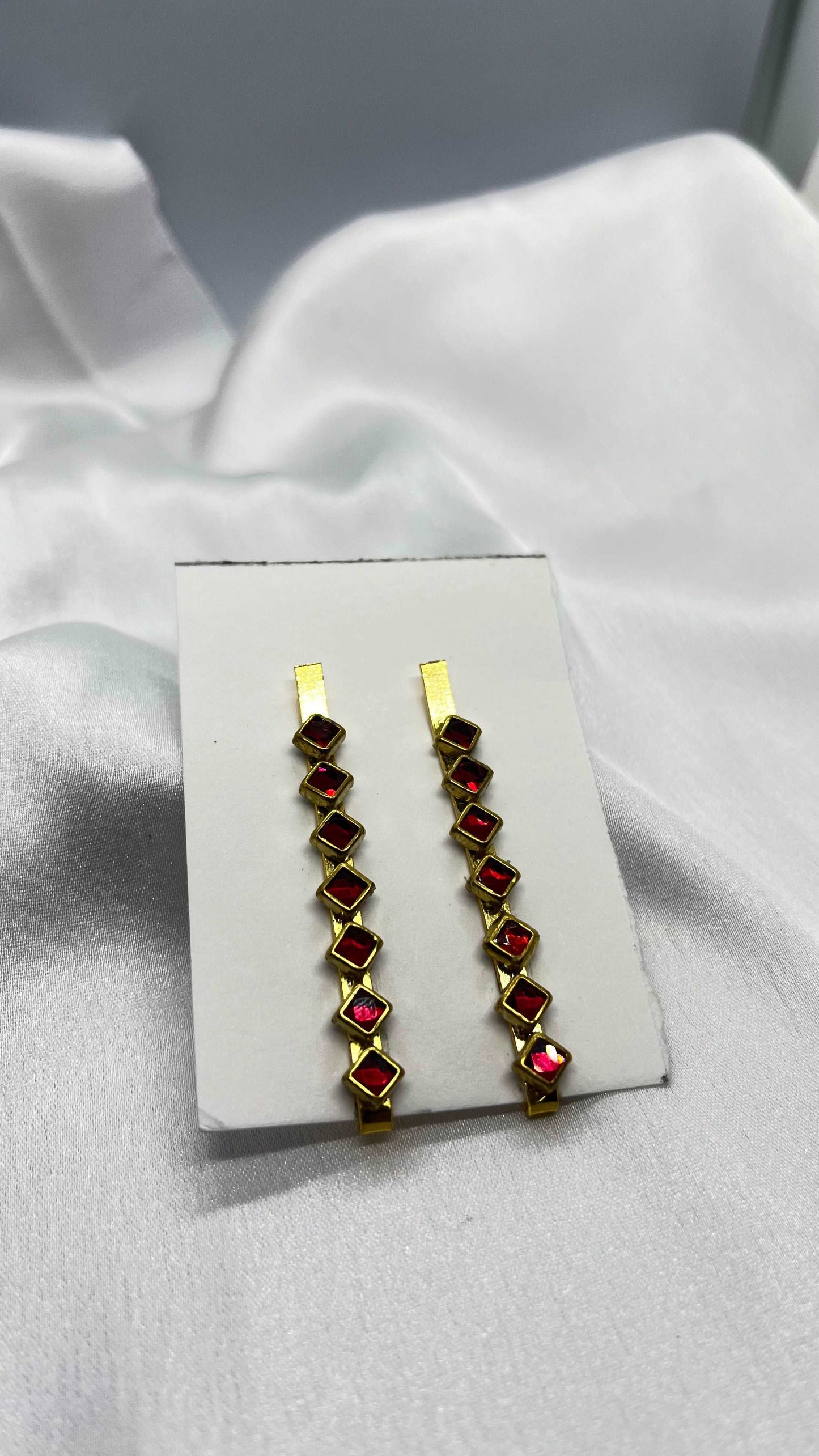 Red square hair pin-Hair pins-MATSYA BOUTIQUE-MATSYA BOUTIQUE