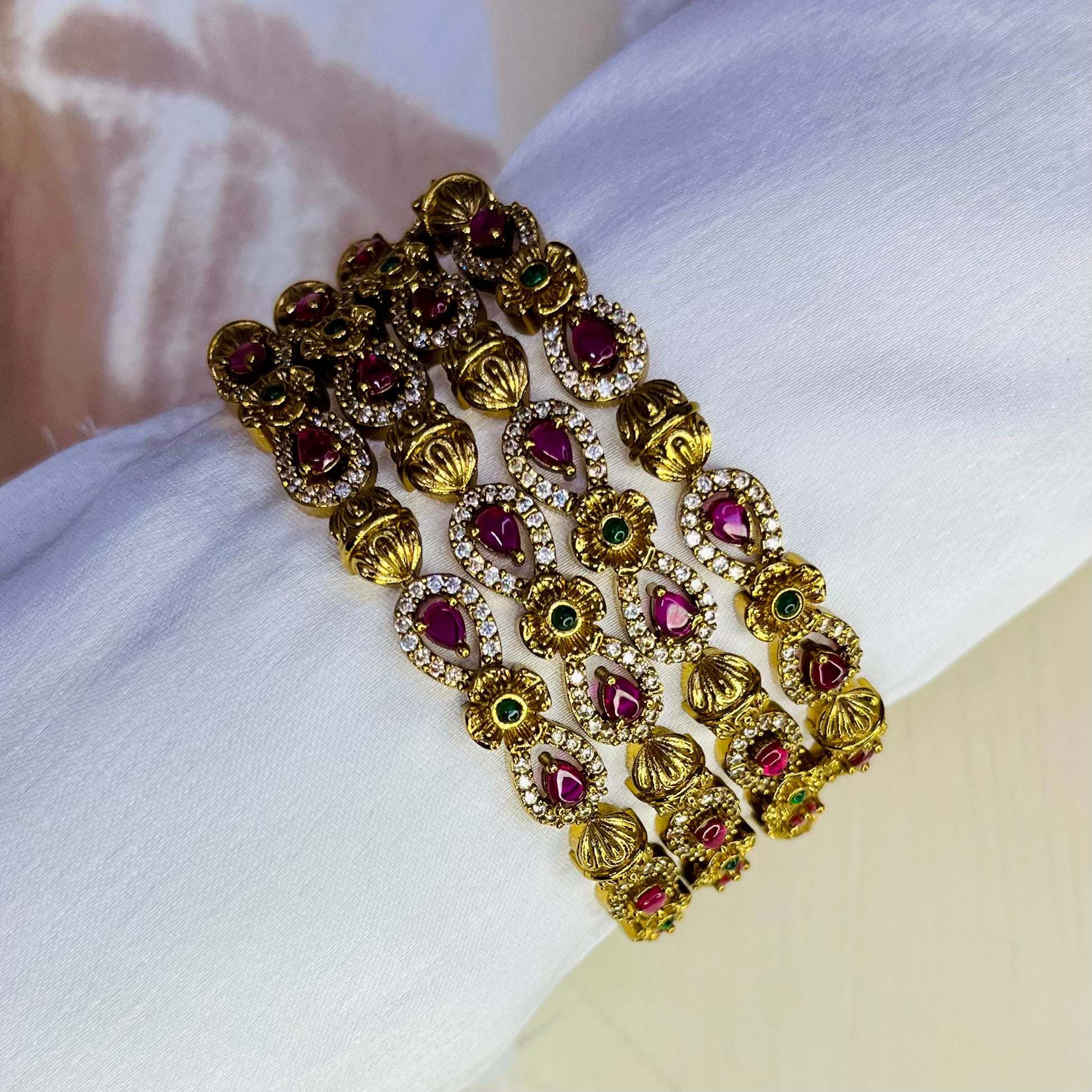 Ruby Golden Bangles-Designer Bangles-MATSYA BOUTIQUE -2.4-MATSYA BOUTIQUE