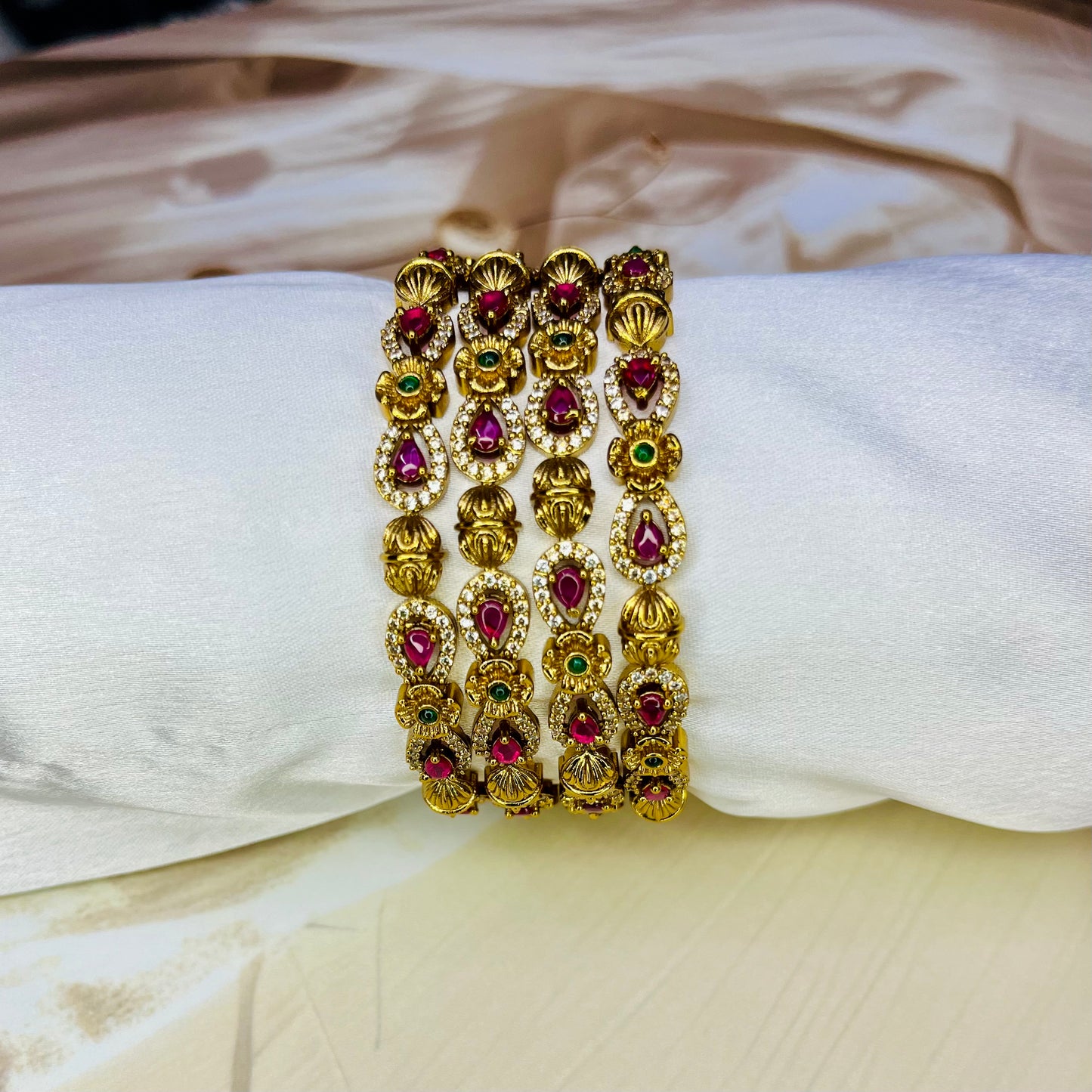 Ruby Golden Bangles-Designer Bangles-MATSYA BOUTIQUE -2.4-MATSYA BOUTIQUE