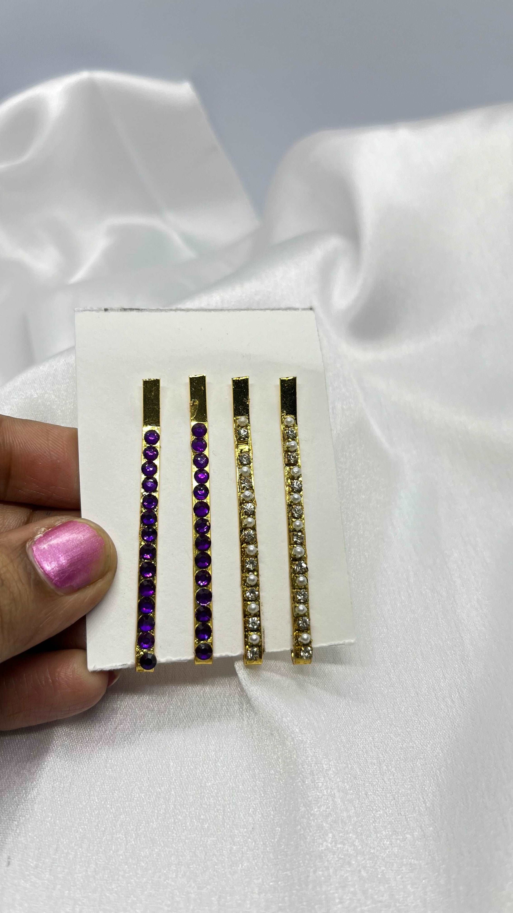 Purple and gold stone hai pin-Hair pins-MATSYA BOUTIQUE-MATSYA BOUTIQUE